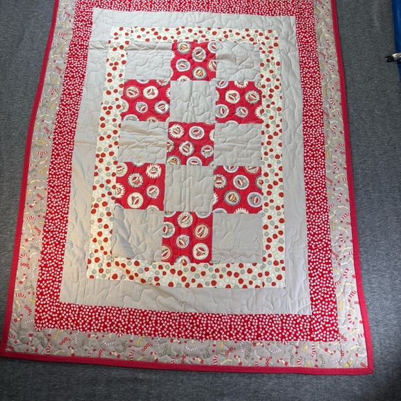 Baby Quilt Sock Monkey Themed Patchwork Quilt 36”X46” Flannel Backing - Picture 2 of 12